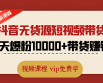 2020最新抖音无货源短视频带货课程：一天爆粉10000+带货赚钱（无水印视频）