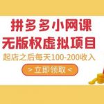 黄岛主·拼多多小网课无版权虚拟项目分享课：起店之后每天100-200收入
