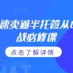 “2024速卖通半托管从0到1实战必修课，掌握通投广告打法、熟悉速卖通半托管的政策细节”