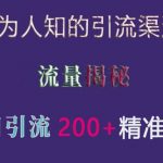 “不为人知的引流渠道，流量揭秘，实测单日引流200+精准创业粉【揭秘】”