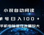 “小说自动阅读 单号日入100+ 手机电脑都可 批量放大操作【揭秘】”