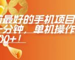 “年前最好的手机项目，不用一分钟，单机操作，日入2张【揭秘】”