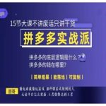“朋哥电商(拼多多实战派)，15节大课不讲废话只讲干货，简单粗暴 能落地 可复制”
