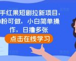 “快手红果短剧拉新项目，0粉可做，小白简单操作，日撸多张”