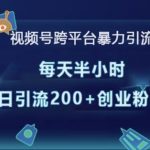 “视频号跨平台暴力引流，每天半小时，单日引流200+精准创业粉”