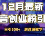 “最新公开：12月份抖音日引500+创业粉秘籍”